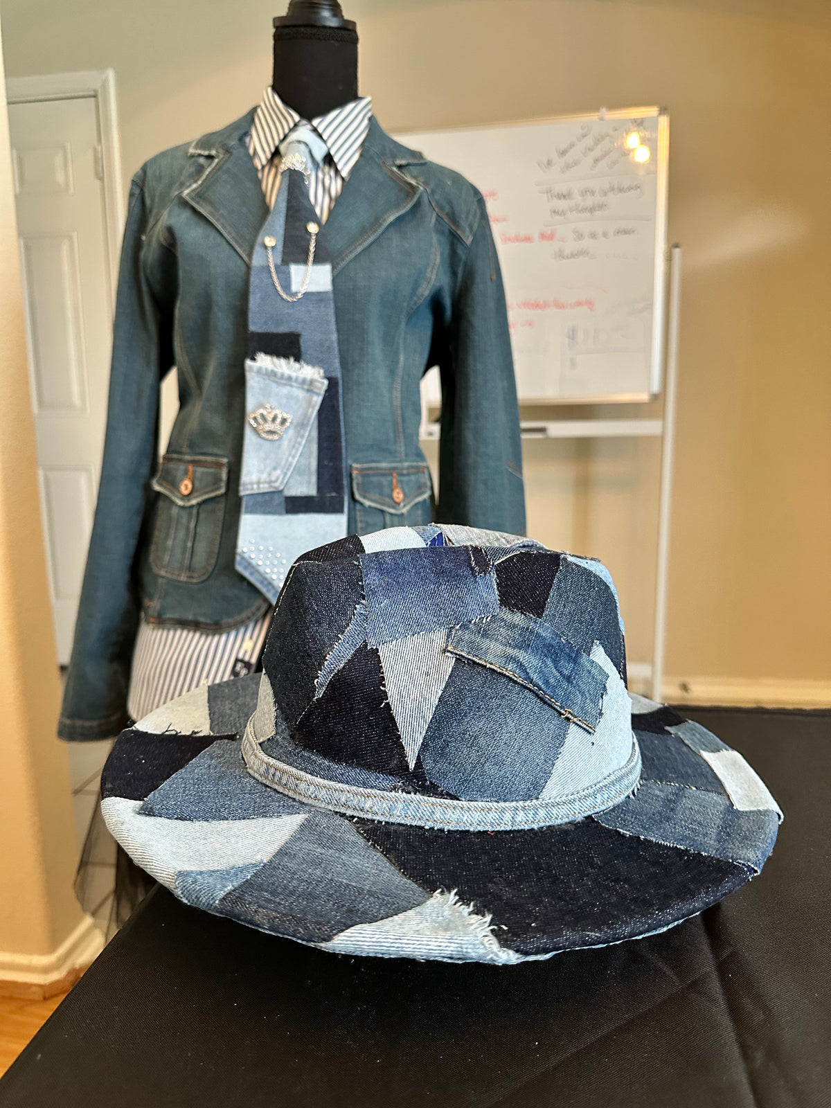 Customize blue jean patched fedora with pendant Amazon.com: 20pcs Blank Leather Patches for Hats, 3x2inch  main image 4